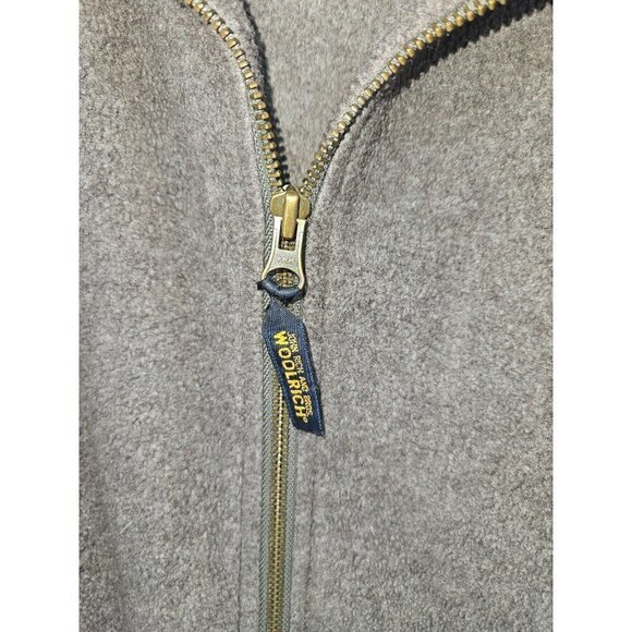 Woolrich Fleece Vest Mens Sz Large Grey Pockets Logo Full Zip Outdoors Hiking - Picture 4 of 8